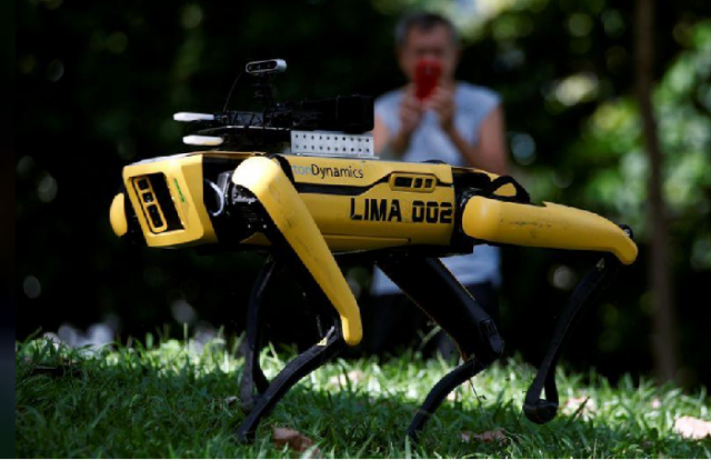 أخر اختراعات كورونا.. كلب آلي يشجع المارة على التباعد الاجتماعي