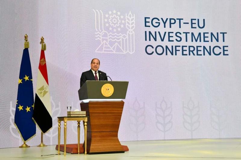 كلمة الرئيس السيسي بمؤتمر الاستثمار بين مصر والاتحاد الأوروبي